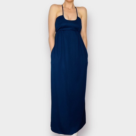 70s Distraction at Bonwit‎ Teller Navy Maxi Dress - Picture 2 of 6